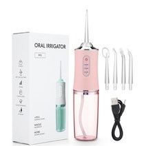 휴대용구강세척기 워터픽 구강세척기 휴대용 구강 세정기 water flosser dental water jet pick thread for mouth 치아 클리너 미백 3 호환, 분홍색 상자