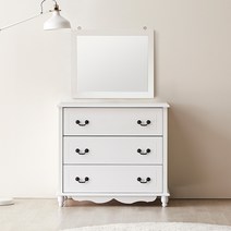 동서가구 EDF화이트 3단서랍장+화장대거울 DF902429