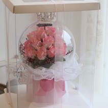 드레스 비누꽃풍선 트렁크 프로포즈 선물 결혼 기념일 생일 LED 조명 브라이덜샤워 베이비샤워 벌스데이 파티, 핑크