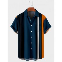 남자반팔남방 5XL Hawaiian Mens Shirt 남성용 다채로운 스트라이프 Camisa 반소매 셔츠 Casual Top Oversized Tee 남성 의류