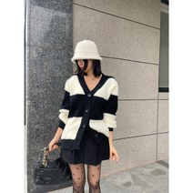 부들퍼 블랙 스트라이프 롱가디건