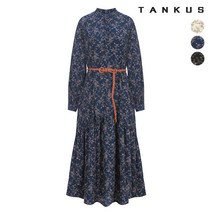 [탱커스] 여성 차이나 카라 벨티드 플라워 원피스