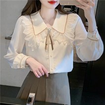 라오농 셔츠 새로운 러플 긴 소매 쉬폰 올 매치 탑 +04OF7elQ