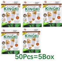 kinoki 천연 허브 디톡스 발 패치 체중 감량 패치 스트레스 완화 깊은 수면 발 패드 슬리밍 클렌징, 50개 5박스