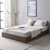 미니멀리즘 저상형 벙커수납 침대 Q(매트제외), 월넛