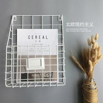 매거진 랙 북 선반 lp수납장 금속 장식 수납 바구니 벽걸이 그리드 걸이 신문 잡지 철, 하얀, 1.WHITE