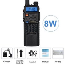 생활용 무전기 3800mAh 높은 전원 8W Baofeng UV5R 워키 토키 듀얼 디스플레이 밴드 휴대용 UHF VHF BFUV5R, 3800mAh 8W No Box+호주 표준