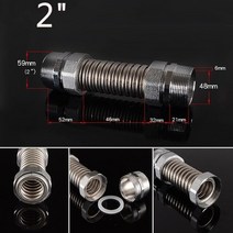 스텐 주름관 dn32 40 dn50 65 1-12quot Bsp 금속 연결 골판지 유연한 파이프 뜨거운 냉수 304 스틸 공급 호스 피팅, DN50 리터 2, 40cm