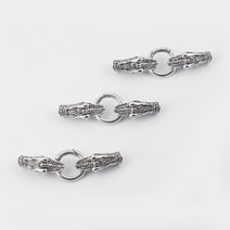 비즈공예 원석 티베트어 실버 컬러 드래곤 헤드 엔드 캡 스프링 걸쇠 6mm 라운드 가죽 코드 Diy 팔찌 목걸, 한개옵션0