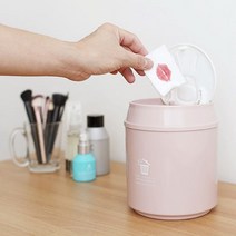 미니멀리즘 책상 화장대 베드룸 원터치 예쁜캔 휴지통, 핑크