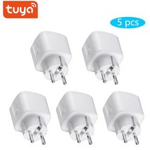 스마트싱스 스마트플러그 Tuya 스마트 플러그 WiFi 소켓 EU 16A 전원 모니터 타이밍 기능 SmartLife APP 제어 Alexa Google assistant와 함께, [01] Eu 플러그, [05] RED