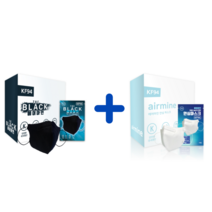 [반반특가] 여름용 KF94 에어마인 새부리형 화이트(50매) 에어마인 더블랙(50매) 반반 100매, 50개, 화이트