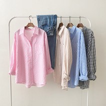 루즈핏 고방 지지미 사각 체크 셔츠 남방 (4color)