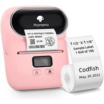 Phomemo M110 iPhone 및 Android 폰용 블루투스 라벨 제조기 휴대용 무선 라벨 프린터 소기업용 바코드 QR 코드 스티커 프린터 글꼴이 다른 핸드헬드 라벨 제조기, Black