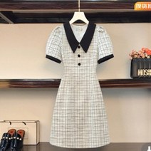 여성 프렌치 시크 2022 여름 격자 무늬 프린트 느슨한 버튼 디자이너 원피스 53