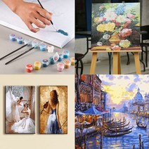 DIY 명화 그리기 인테리어 그림 인물 동물 건물 유화그리기세트 직장인 집순이 취미 선물, 곤돌라