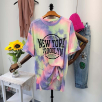 뉴욕 물나염 박스 옆트임 반팔티