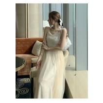 머메이드 여자원피스쇼핑몰 셔츠 원피스쇼핑몰 비치 프릴 트위드 카라 롱원피스 스퀘어넥 끈나시