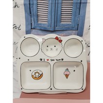 도자기 귀여운 야옹이 5구 식판