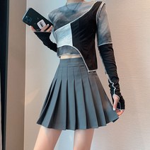 봄 여름 가을에 높은 허리A단어 슬리밍 대학 스타일 안티 웨어 주름 치마