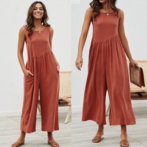 점프 슈트 수트 여름 린넨 쉬폰 롱 원피스 멜빵 바지_