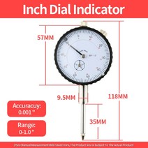 0-10mm/30mm 다이얼 표시기 정밀 비교기 다이얼 보어 게이지 표시기 마이크로 미터 측정 도구 시간 유형 표시기, Inch Dial Indicator