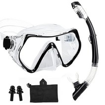 AQUA A DIVE SPORTS Aqua Dive 스포츠 스노클링 장비 마스크 스쿠버 세트 다이빙 수영 고글 핑크 USA 미국, black/clear