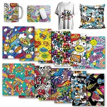 유리 물 열 전사지 전사 스티커 컵 아트 필름 도자기 의류 xfx 불용성 전사 잉크 시트 1pcs 12x12quot graffiti sublimation transfer 종이, gr-789, 30.5x30.5cm