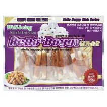 헬로도기 강아지 간식 육포 져키 300g 치킨연어포, 헬로도기 치킨 연어포, 3개