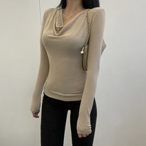 VANANA2 국내제작 여성 우아한 드레이프 셔링 고급 페미닌 티셔츠