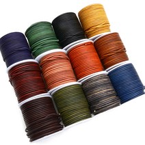 천연 가죽끈 엔틱 투톤 소가죽 둥근끈 오일 레더 코드 목걸이 마스크끈 가방끈, 3mm, 406 Light Brown