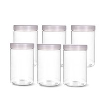 팜스용기 팜스원형 밀폐용기 화이트 600ml, 6개입, 본체 + 뚜껑