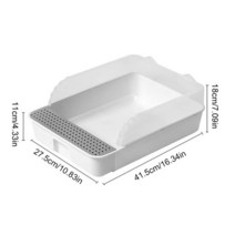 캣폴 베란다펫도어 원목캣타워 캣타워DIY 고양이 쓰레기 상자 애완 동물 화장실 분지 반 폐쇄 청소 목욕 안티 스플래시 샌드 박스 용품, [02] S 41.5x27.5x18 cm, [04] White with shovel