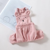 드몽드펫 강아지멜빵 강아지 몸빼 호박바지 바지 강아지옷, 05_곰돌이호박바지_핑크