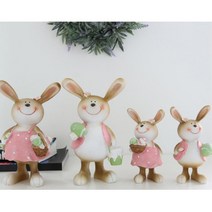 핑크 토끼장식품 여아방꾸미기 2P세트 엔틱풍 조각품, 대