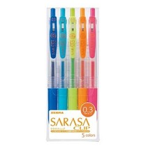 제브라 사라사 클립 중성펜 5색 세트 0.3 0.4 0.5 0.7mm, 0.5mm