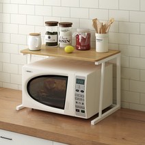 마벨인홈 프라임 전자레인지 2단 다용도 공간 선반, 우드