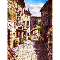 그림 그리기 페인트 키트용 프레임 캔버스에 숫자별 거리 유화 숫자 장식으로 색칠하기, 60x75cm diy frame, 9919431