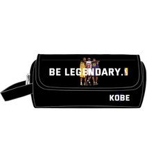 NBA 코비 펜파우치 문방구 남자 대용량 3 도착함 6 년 급 캔버스천 더블레이어 필통 T, 블랙 F