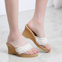 웨지힐 슬리퍼 구두 레이스 여름 미용사 신발 통굽 여성 조리 슬링 백 스트랩 여자