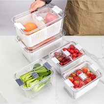 joohouse/야채&과일을 갓 수확한듯한 에어홀 탈수 바스켓/냉장 보관용기/탈수보관용기/신선한 보관용기/신선통/주방 플라스틱 보관함/ 채반용기, 그레이
