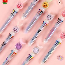 볼펜 10색볼펜 토끼 토끼볼펜 10컬러 스팽글 0.5mm 젤리펜 색볼펜 인형볼펜 문구 필기 다꾸 선물, 토끼(랜덤)