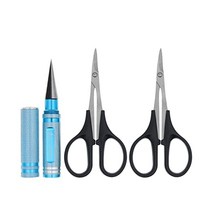 Treehobby 0 14mm 바디 알루미늄 리머 홀 펀처 슬리브 및 곡선형 가위 포함 취미 도구 콤보 세트 RC 모델 바디쉘 커넥터와 호환 자동차 트럭 탱크 드론과 블루