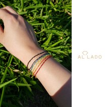 [ALLADO]컬러매듭 실버꼬임 예쁜실팔찌/골드체인