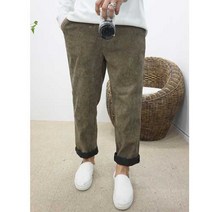 젠시크 남자 겨울 반배기 세미와이드 기모 본딩 골덴 밴딩바지