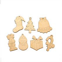 나무비즈팬던트 크리스마스 5.5cm×8.5cm 나무비즈 DIY 색칠하기 노리프렌즈 나무메달 장식
