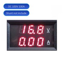 DC 100V 1A 50A 전압계 전류계 파란색 + 빨간색 LED 앰프 듀얼 디지털 게이지 자동차 모터사이클 측정기, 08 Red Red 100A
