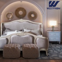 웨스트프롬 루벤스 엔틱 명품 호텔식 럭셔리 패브릭 마호가니 원목 킹사이즈 침대, K프레임+B3매트리스, 브라운