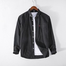 DarjinQD 남자롱셔츠 세로 스트라이프 캐주얼셔츠