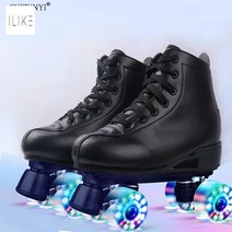 롤러스케이트 인라인 LED 링크 공용, 36, 블랙 가죽+스팽글+보조